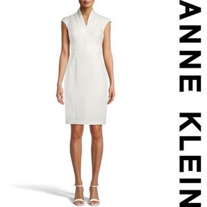 ANNE KLEIN Crepe Stand Up Collar Cap Sleeve Sheath
